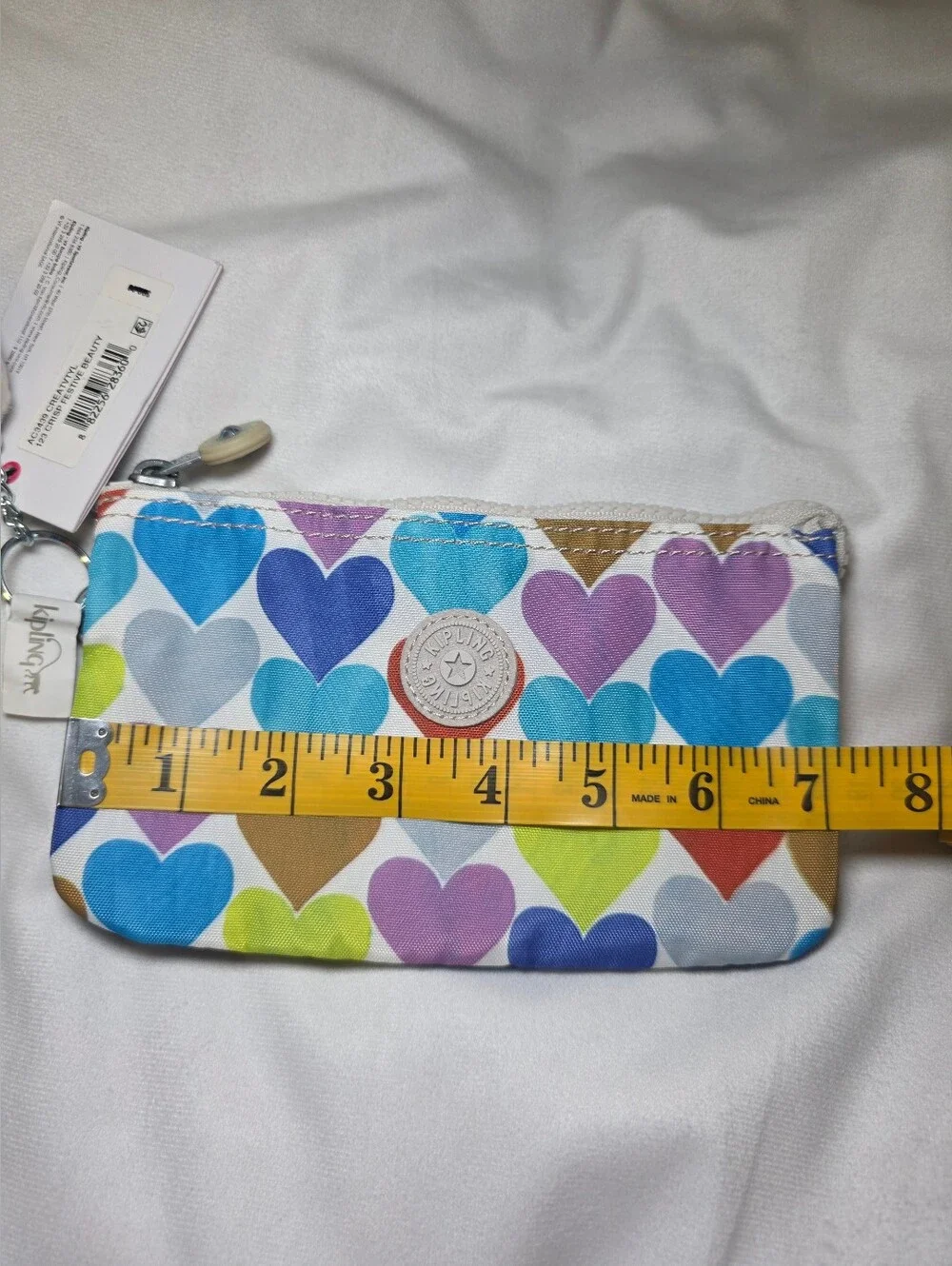 Kipling Creativity Pouch Crisp Festive Beauty Heart Print Wristlet AC3439 NWT